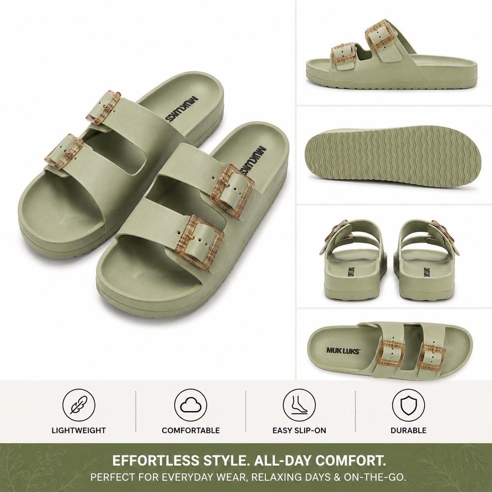 Women's Sandals by Muk Luks Grand Cayman Olive Size 6 New With Tags